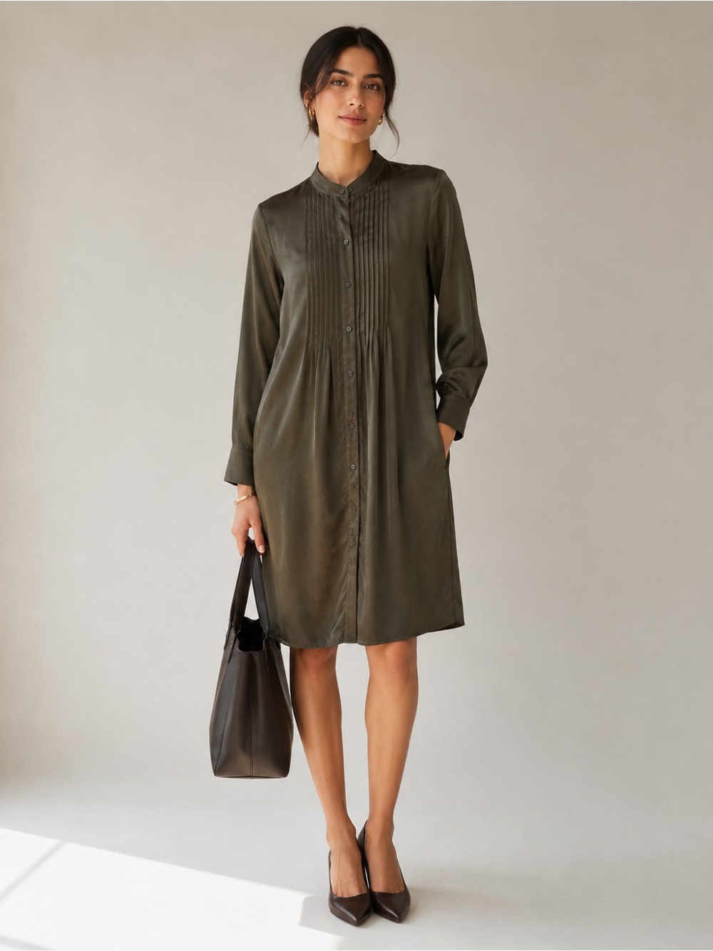 Banana Republic button down Olive Green shirt dress size 00p